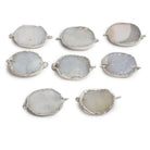 25x18mm Silver edged White Oval Drusy Connector 1 focal bead - The Bead Traders