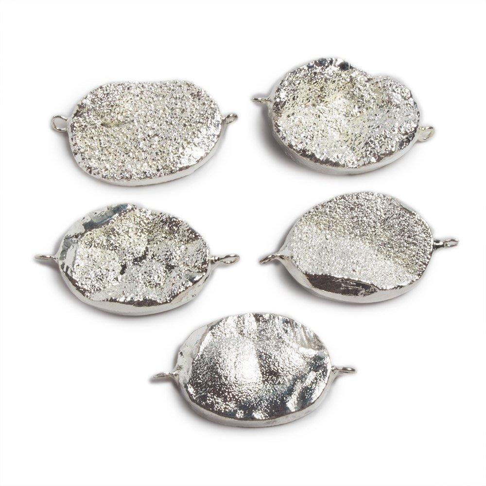 25x18mm Silver plated Oval Drusy Connector 1 focal bead - The Bead Traders