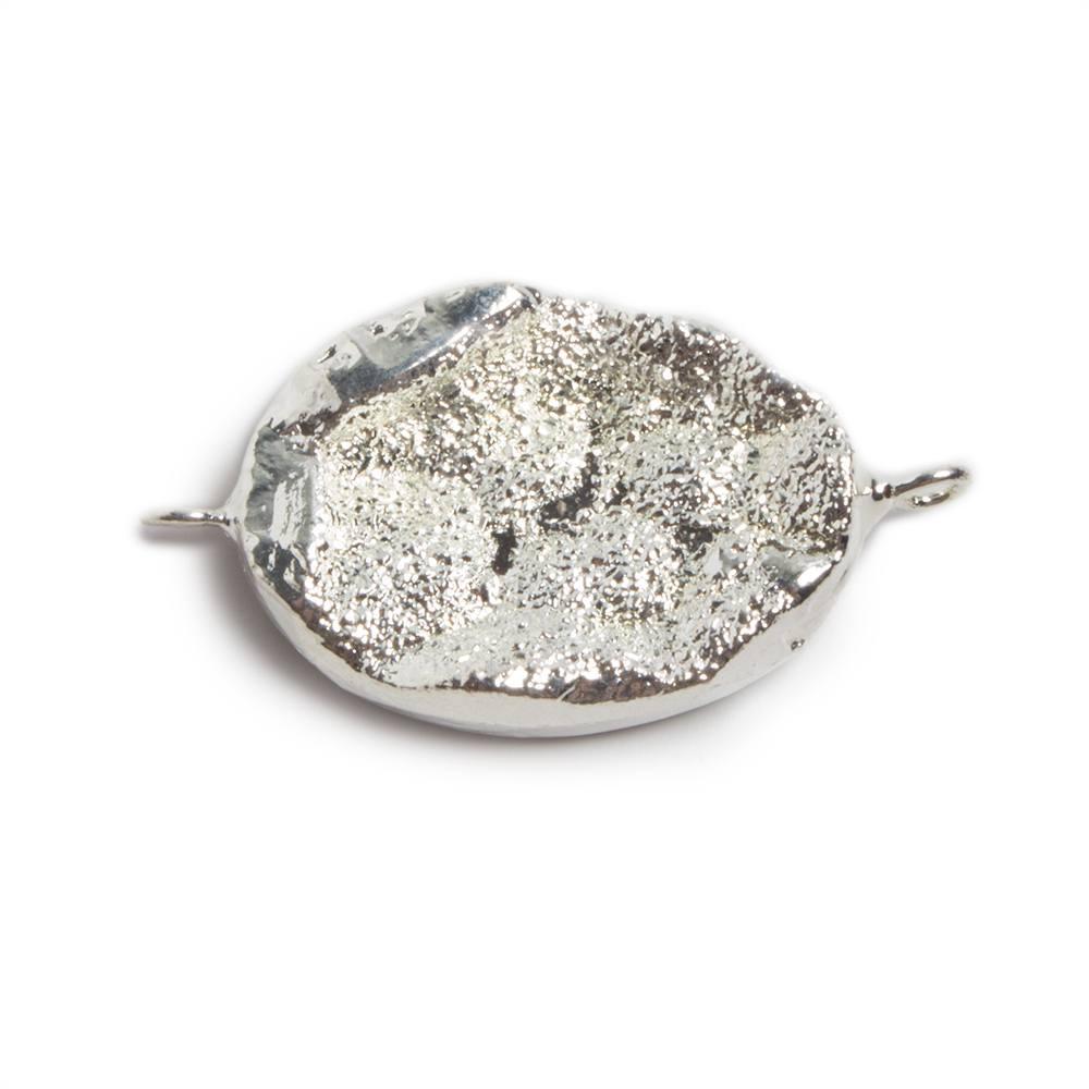 25x18mm Silver plated Oval Drusy Connector 1 focal bead - The Bead Traders