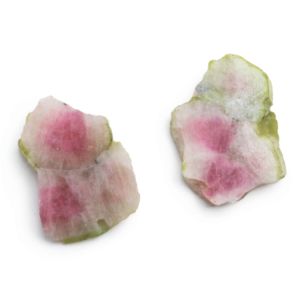25x18mm Watermelon Tourmaline Slice Beads - Set of 2 - The Bead Traders