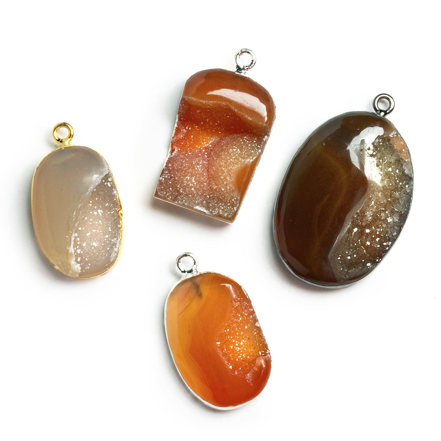 25x19mm Leafed Multicolor Drusy Pendants - Lot of 4 - The Bead Traders