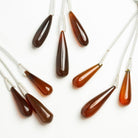 25x7mm Chalcedony Plain Teardrop Focals 3 Beads - The Bead Traders