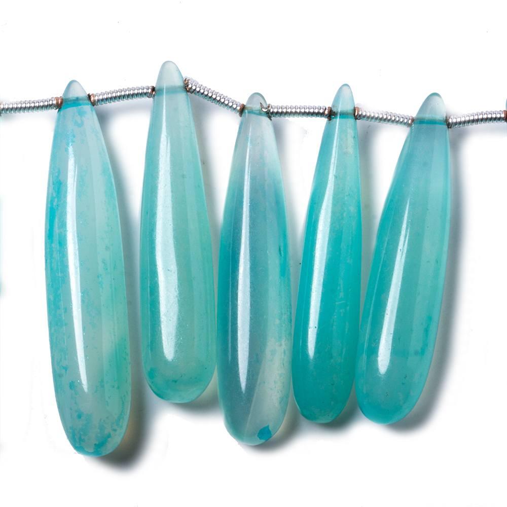 25x8-38x7mm Apatite Blue Chalcedony plain teardrop beads 8 inch 23 pieces. Color Treated - The Bead Traders