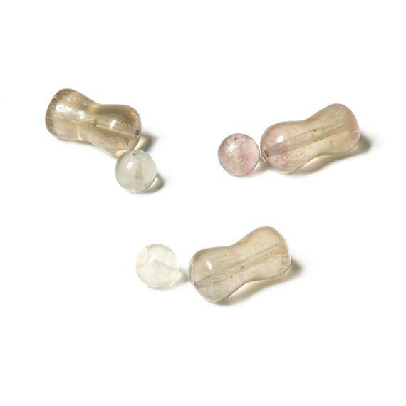 26.5x8.5mm Pale Cream Fluorite Guru Bead Set of 2 pieces - The Bead Traders