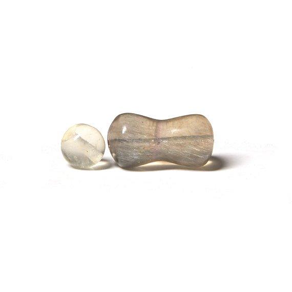 26.5x8.5mm Pale Cream Fluorite Guru Bead Set of 2 pieces - The Bead Traders