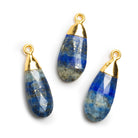 26x11mm Gold Leafed Lapis Lazui Pear Pendant 1 Bead - The Bead Traders