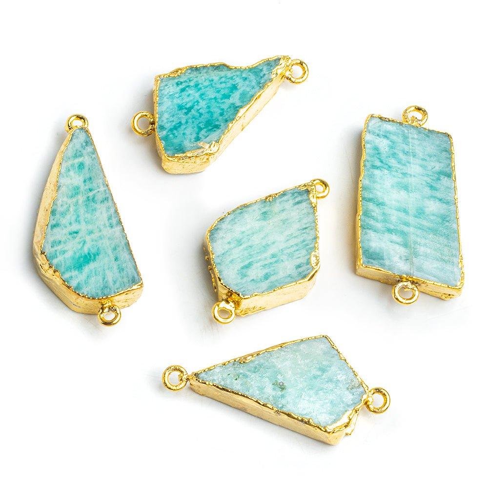26x14mm-32x18mm Gold Leafed Amazonite Connector 1 piece - The Bead Traders