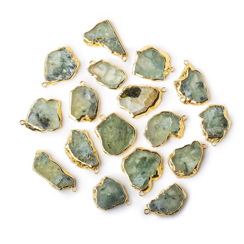 26x15mm-30x20mm Gold Leafed Prehnite Natural Slice Focal Bead 1 Piece - The Bead Traders