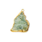 26x15mm-30x20mm Gold Leafed Prehnite Natural Slice Focal Bead 1 Piece - The Bead Traders