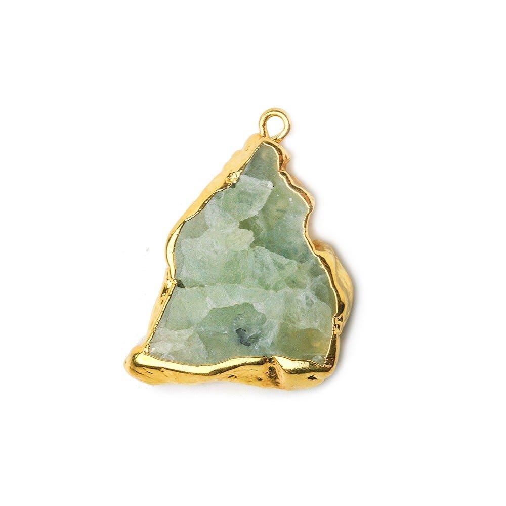 26x15mm-30x20mm Gold Leafed Prehnite Natural Slice Focal Bead 1 Piece - The Bead Traders