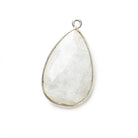 26x17mm Silver Bezel Rainbow Moonstone faceted pear Pendant 1 piece - The Bead Traders