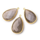26x17mm Vermeil Bezel Chocolate Grey Moonstone Pear Pendant 1 piece - The Bead Traders