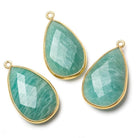 26x17mm Vermeil Bezeled Amazonite Pear Pendant 1 piece - The Bead Traders