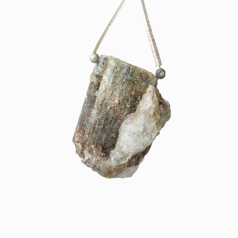 26x19mm Emerald and Crystal Quartz Natural Crystal Cluster Pendant 1 piece - The Bead Traders