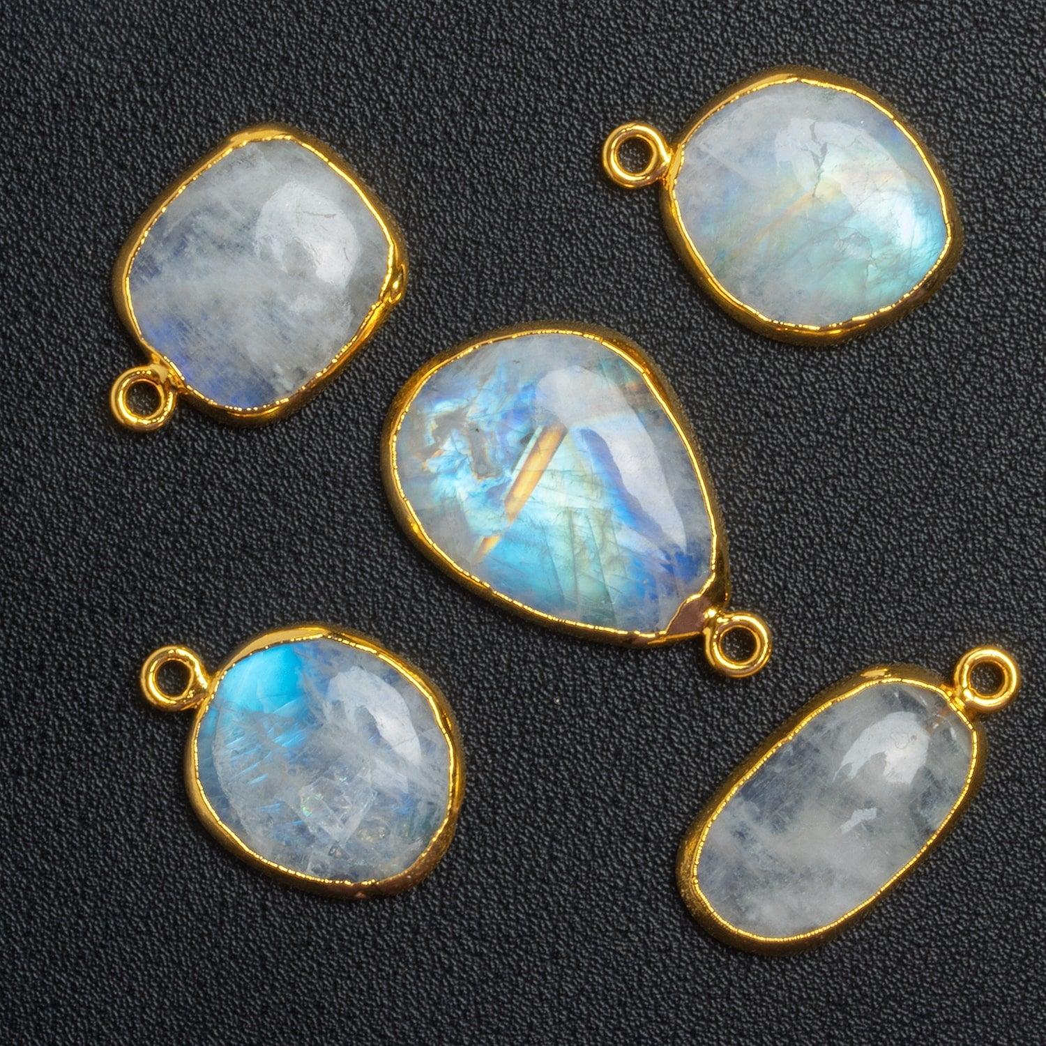 26x19mm Gold Leafed Rainbow Moonstone Nugget Pendant 1 Piece - The Bead Traders