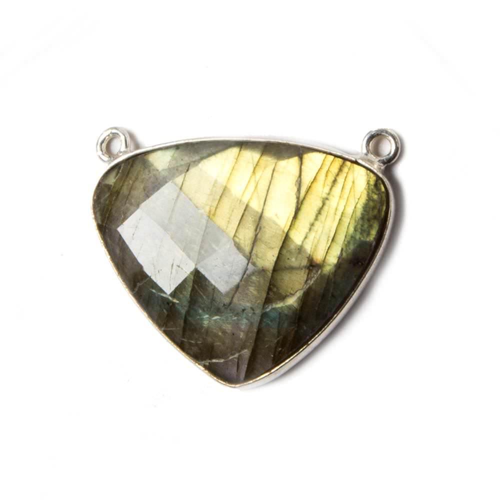 26x21mm Silver Bezeled Labradorite Heart Pendant 1 piece - The Bead Traders