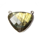 26x21mm Silver Bezeled Labradorite Heart Pendant 1 piece - The Bead Traders