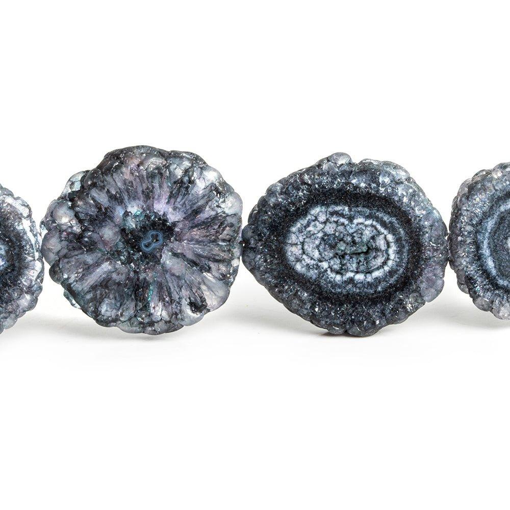 26x25mm-33x28mm Black Solar Quartz Slice Beads 8.5 inch 7 pieces - The Bead Traders