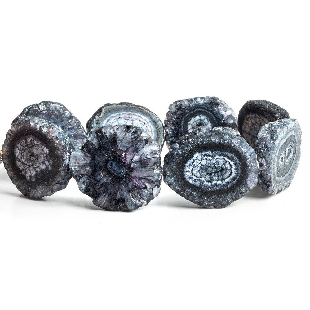 26x25mm-33x28mm Black Solar Quartz Slice Beads 8.5 inch 7 pieces - The Bead Traders