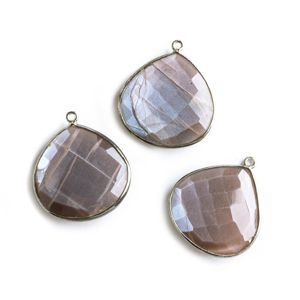26x26mm Black Gold Bezel Chocolate Moonstone Heart Focal Pendant 1 piece - The Bead Traders
