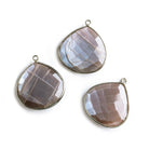 26x26mm Black Gold Bezel Chocolate Moonstone Heart Focal Pendant 1 piece - The Bead Traders