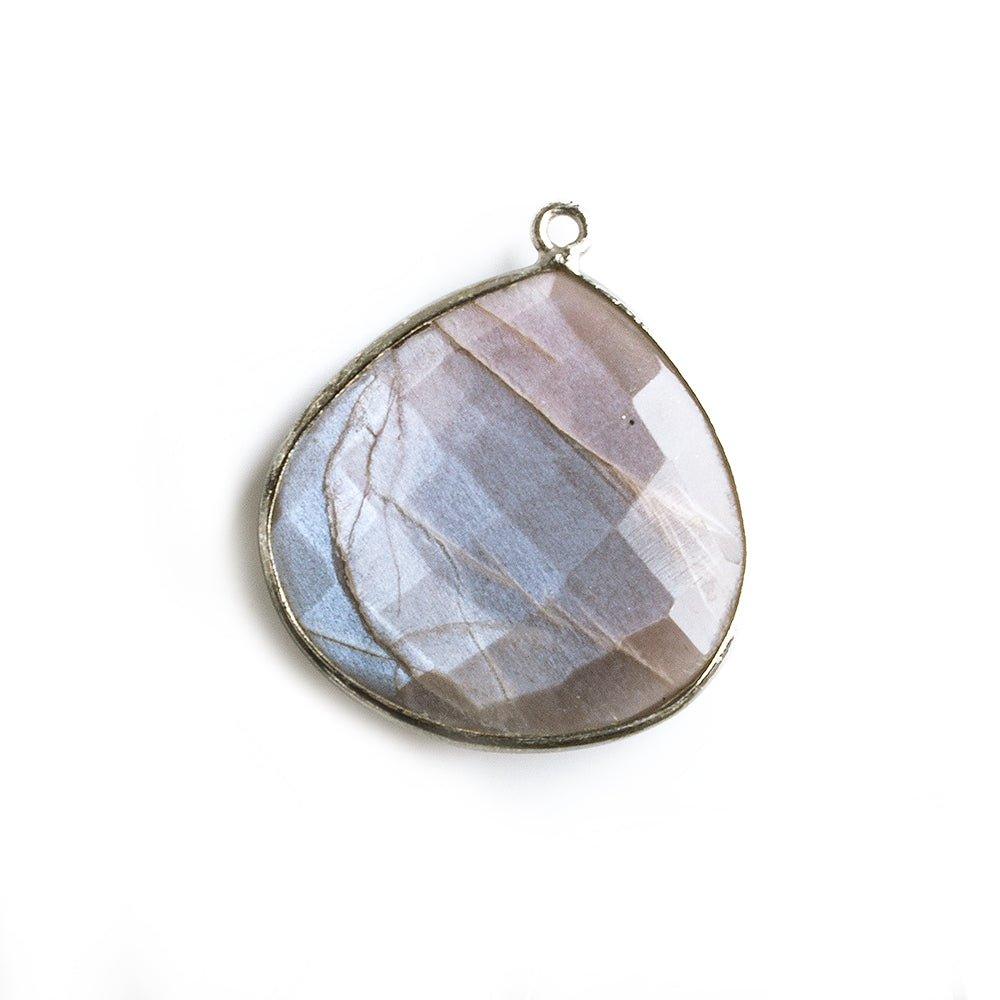 26x26mm Black Gold Bezel Chocolate Moonstone Heart Focal Pendant 1 piece - The Bead Traders
