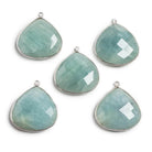 26x26mm Silver Bezeled Aquamarine Heart Focal Bead Pendant 1 pc - The Bead Traders