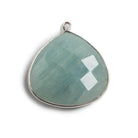 26x26mm Silver Bezeled Aquamarine Heart Focal Bead Pendant 1 pc - The Bead Traders