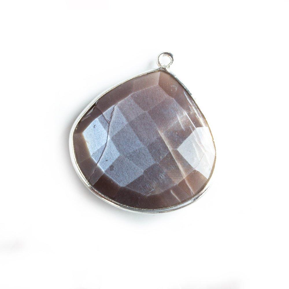 26x26mm Silver Bezeled Chocolate Moonstone Heart Focal Pendant 1 piece - The Bead Traders