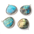 26x26mm Silver Bezeled Labradorite Heart Focal Bead Pendant 1 piece - The Bead Traders