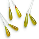 26x8mm Chalcedony Plain Teardrop Focals 2 Beads - The Bead Traders