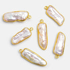 26x9mm Vermeil Bezeled Pink Biwa Pearl Pendant 1 Piece - The Bead Traders