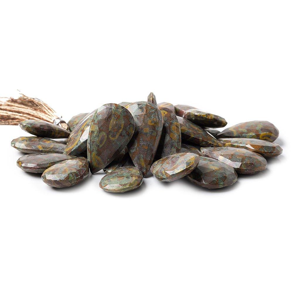 27-30mm Mosaic Jasper Faceted Pear Beads 7 inch 29 pieces - The Bead Traders