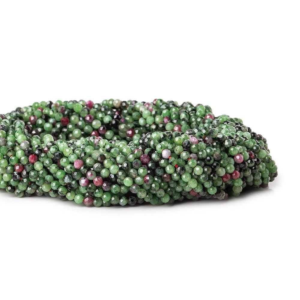 2.7mm Ruby & Zoisite micro faceted round beads 13 inch 125 pieces - The Bead Traders