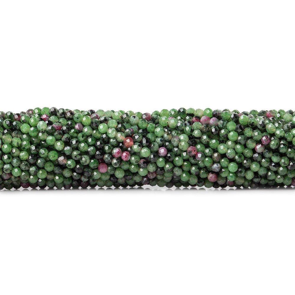 2.7mm Ruby & Zoisite micro faceted round beads 13 inch 125 pieces - The Bead Traders