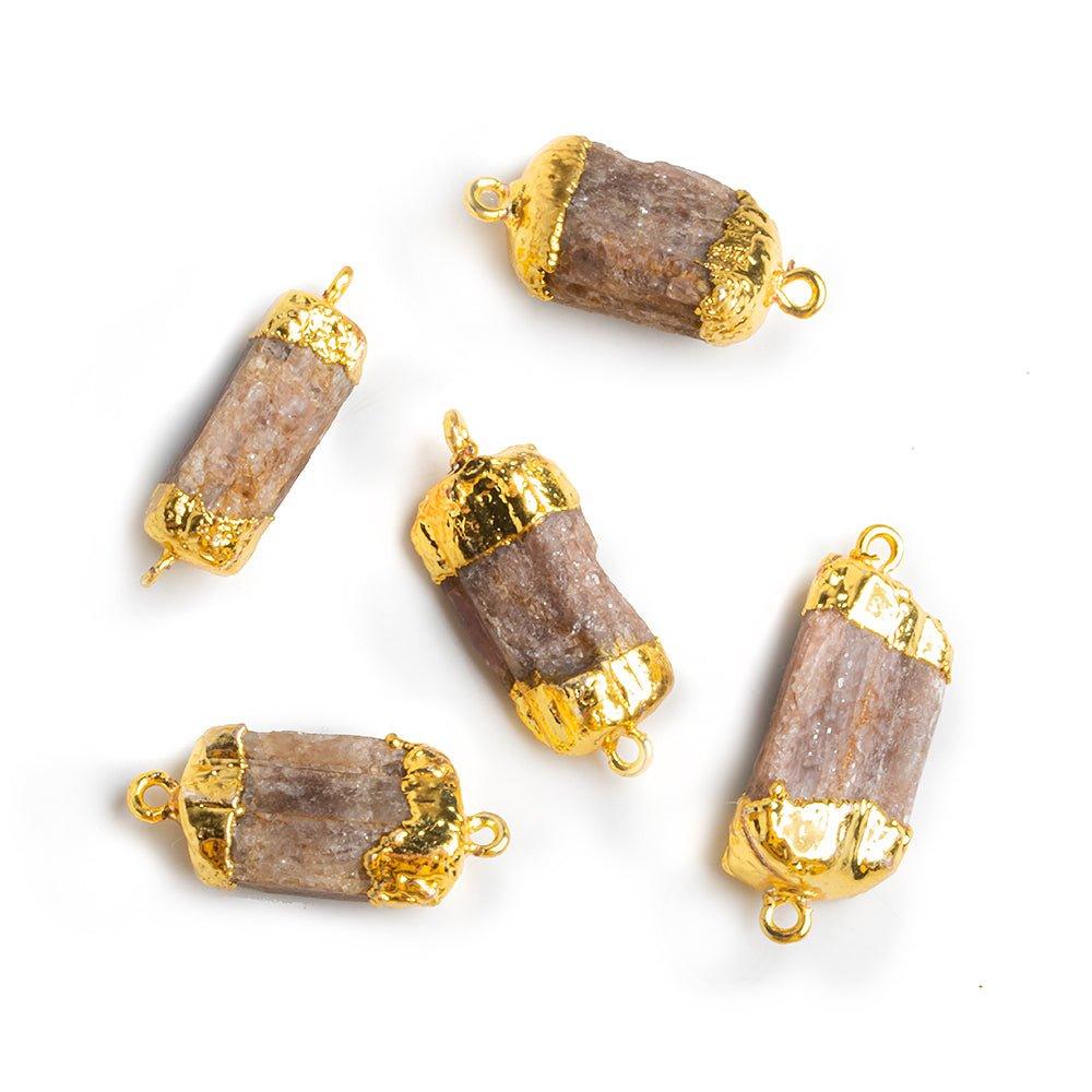 27x11mm-30x15mm Gold Leafed Chocolate Tourmaline Natural Crystal Connector 1 Piece - The Bead Traders