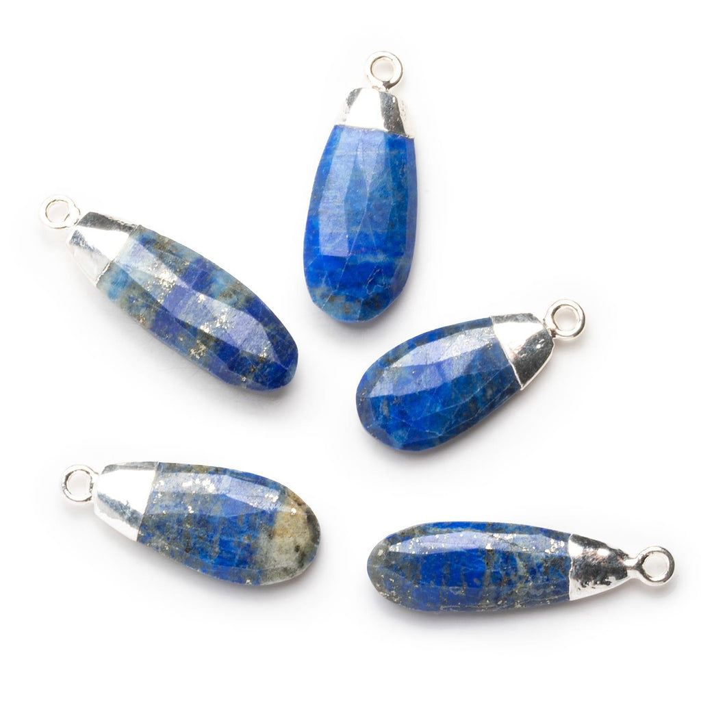 27x11mm Silver Leafed Lapis Lazui Pear Pendant 1 Bead - The Bead Traders