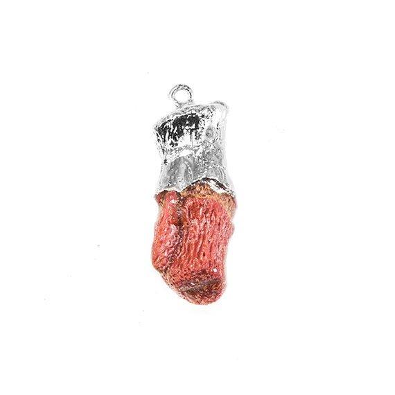 27x11x8mm Silver Leafed Red Branch Coral Focal Pendant 1 piece - The Bead Traders