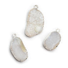 27x13mm Silver Leafed White Drusy Pendants - Lot of 3 - The Bead Traders