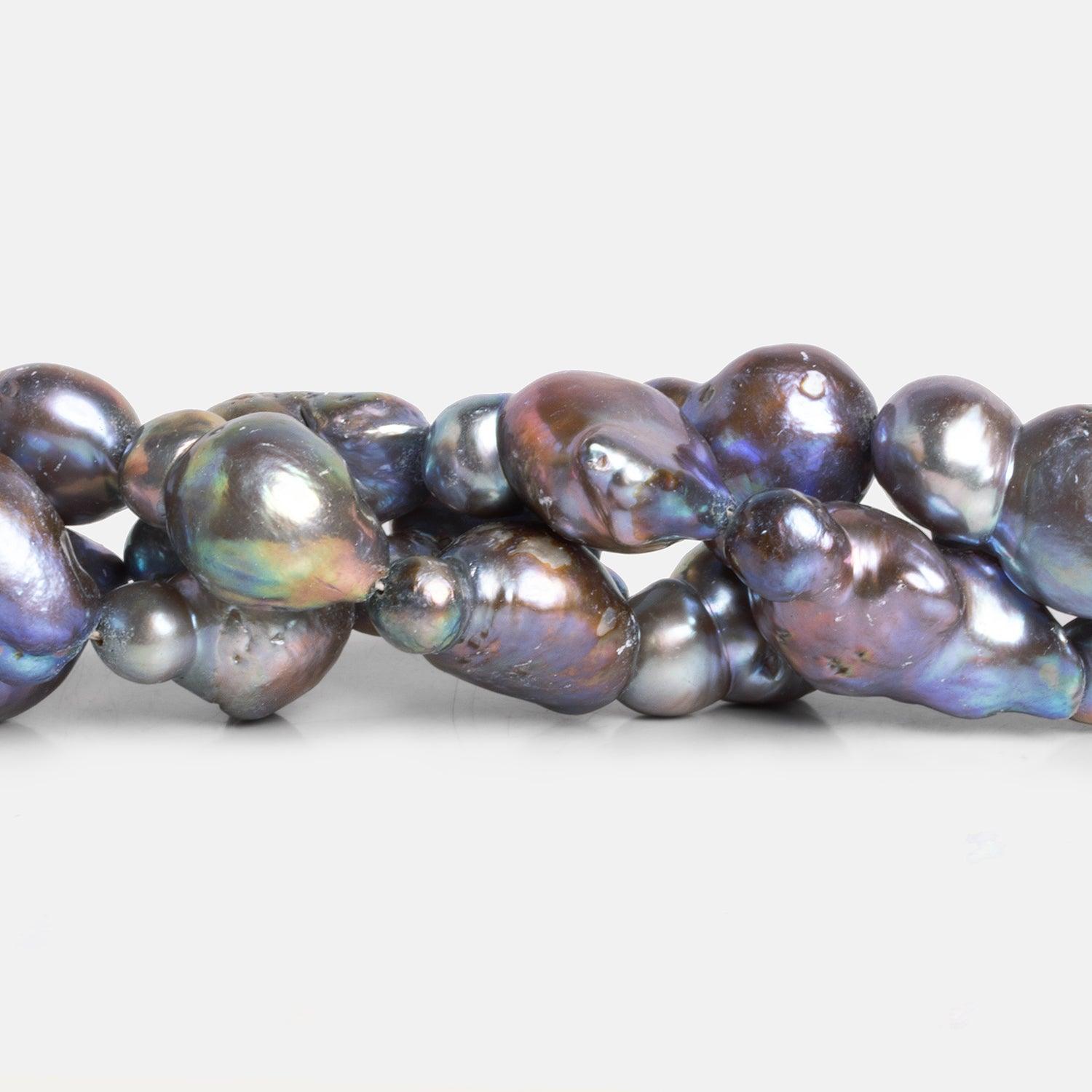 27x15mm Lilac Peacock Ultra Baroque Pearls 15 inch 14 beads - The Bead Traders