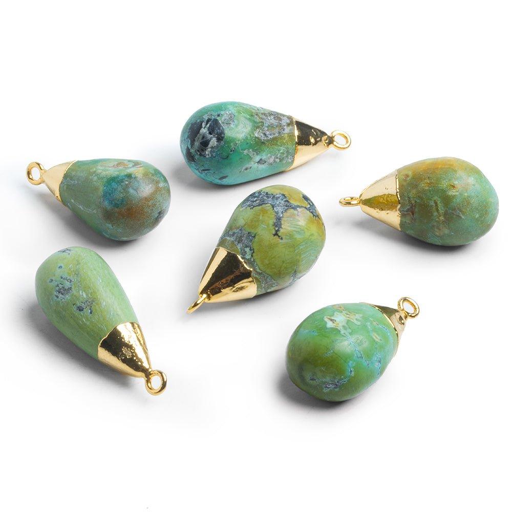 27x16mm Gold Leafed Chinese Turquoise Teardrop Pendant - The Bead Traders