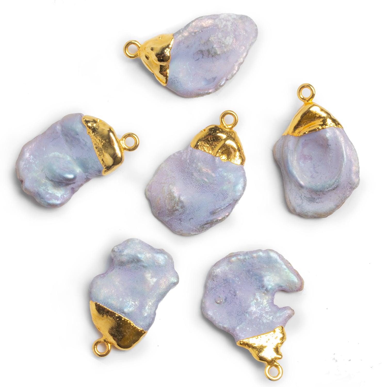 27x16mm Gold Leafed Keshi Pearl Pendant 1 piece - The Bead Traders