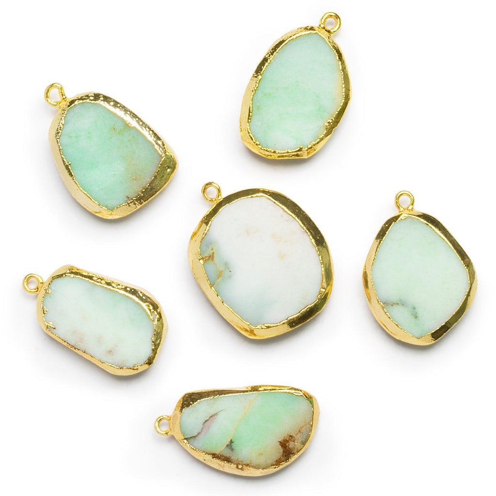 27x18mm Gold Leafed Chrysoprase Nugget Pendant 1 Bead - The Bead Traders
