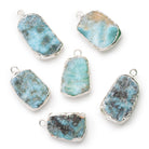 27x19mm Silver Leafed Larimar Slice Pendant 1 Bead - The Bead Traders