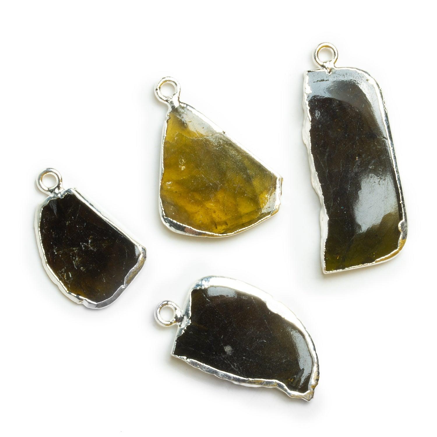 27x19mm Silver Leafed Tourmaline Slice Pendant 1 bead - The Bead Traders