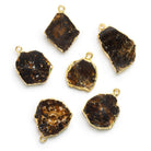 27x20mm Gold Leafed Chocolate Tourmaline Slice Pendant - The Bead Traders