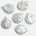 27x20mm Silver Bezeled White Coin Pearl Pendant 1 Piece - The Bead Traders