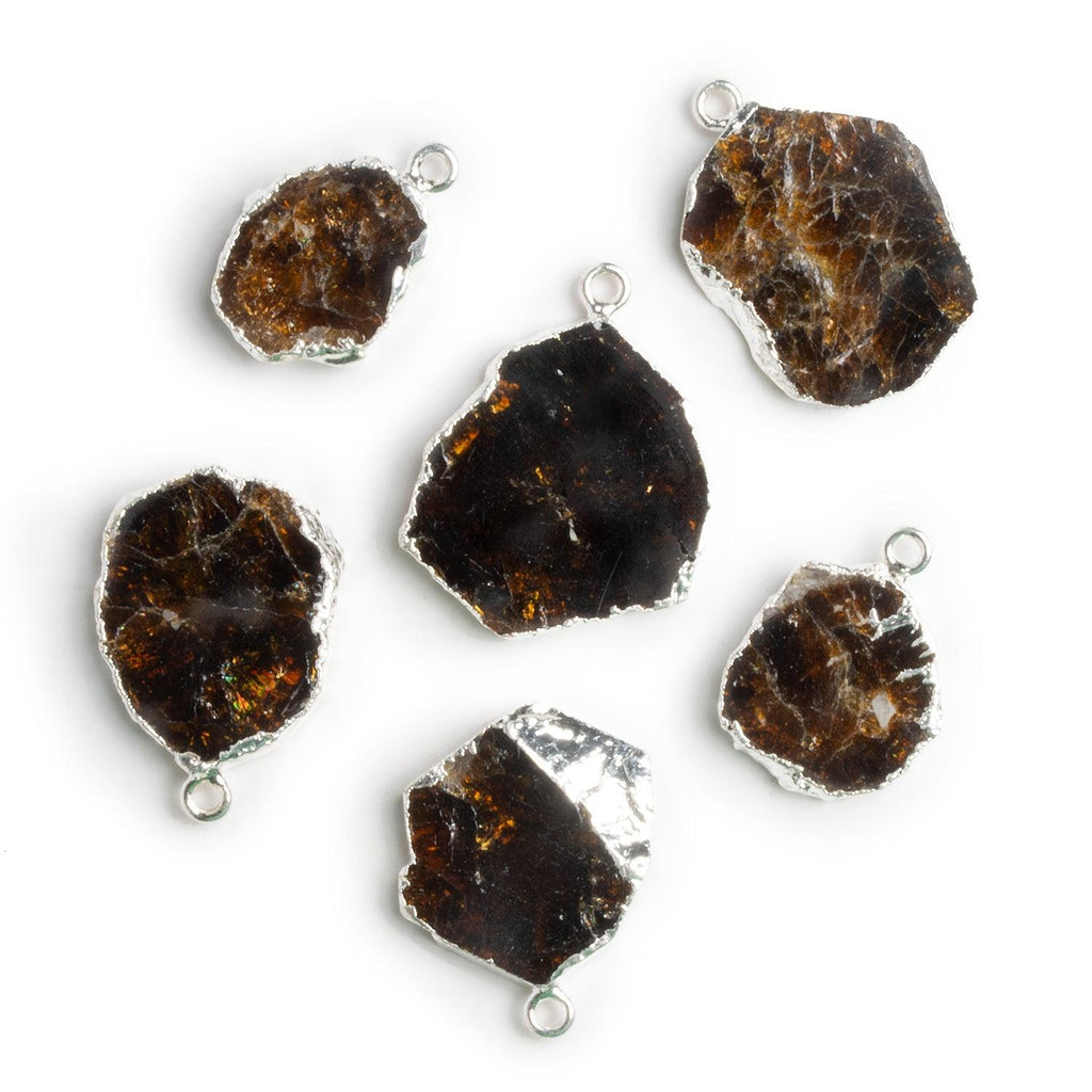 27x20mm Silver Leafed Chocolate Tourmaline Slice Pendant - The Bead Traders