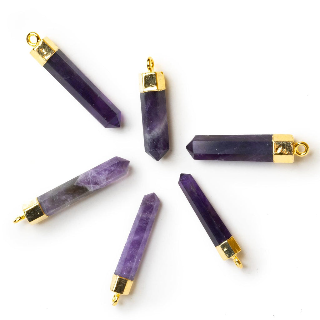 27x6mm Gold Leafed Amethyst Point Pendant 1 Bead - The Bead Traders