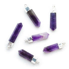 27x6mm Silver Leafed Amethyst Point Pendant 1 Bead - The Bead Traders